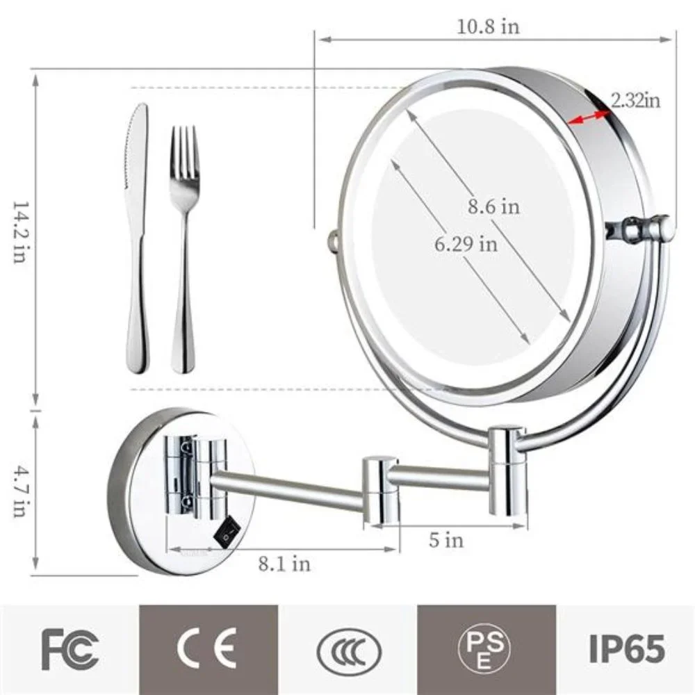 8.5 Inch Cordless LED Light Magnifying Makeup Mirror Double Sided Vanity Mirror